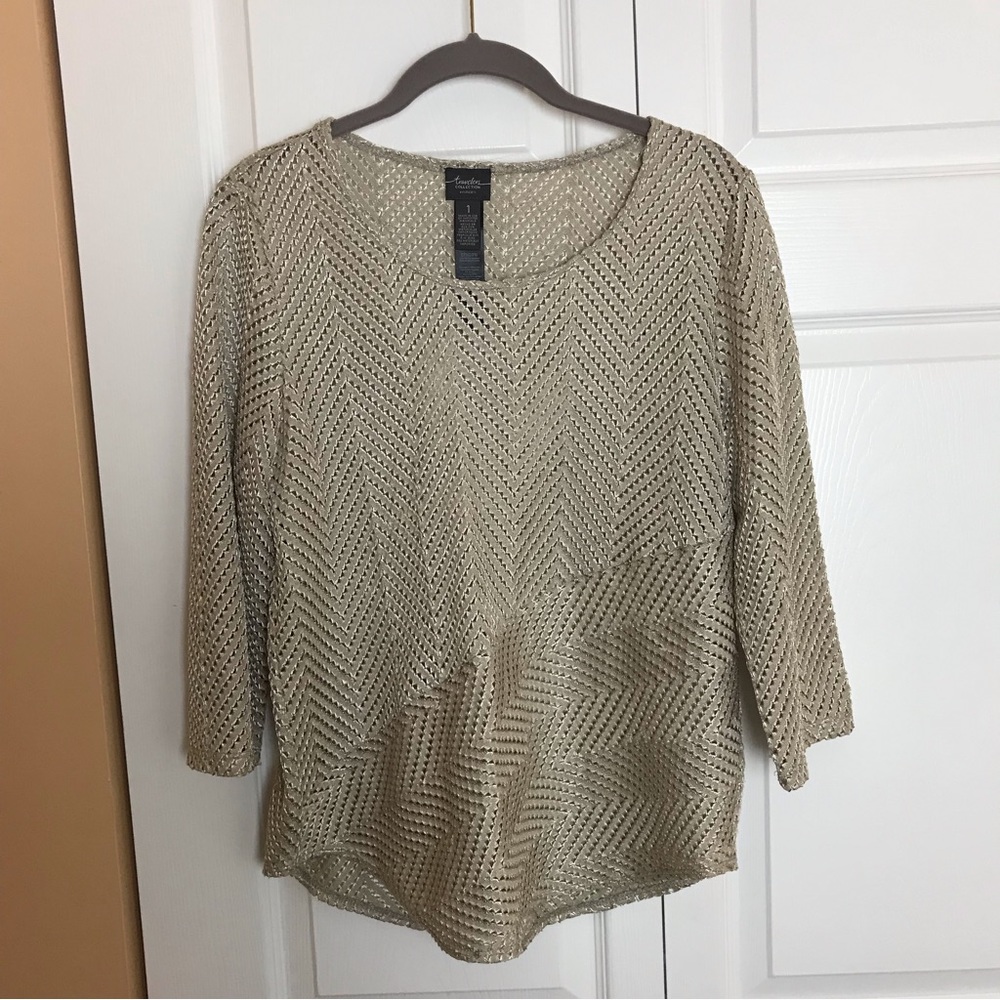 Chico's Metallic Gold Knit Top